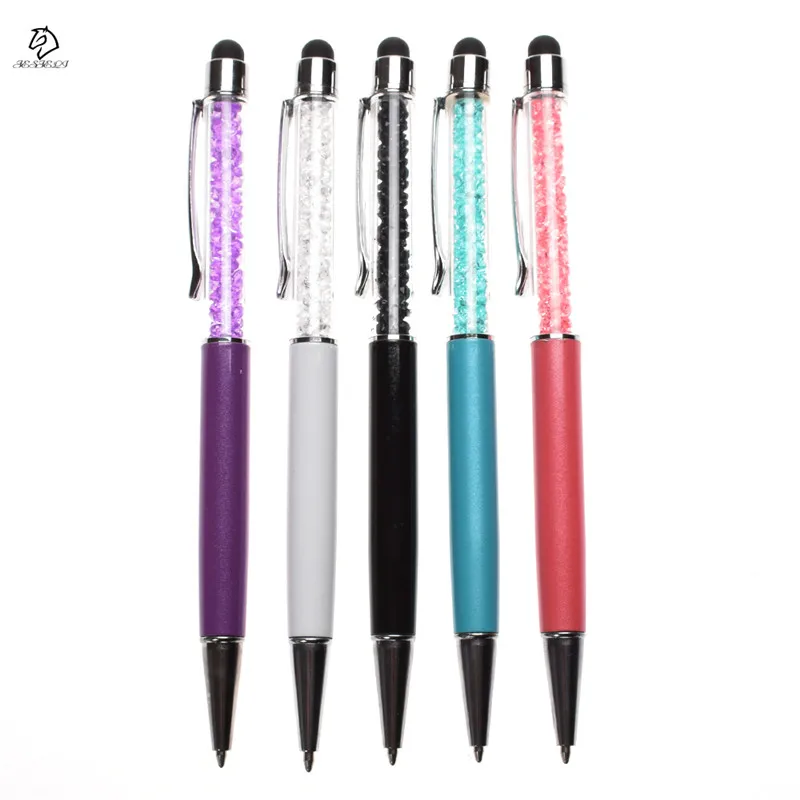 

Creative Trendy Ultra soft 2 in1 ballpoint pen Crystal Writing Stylus Touch Screen Pen For iPhone Tablet Drop Shipping