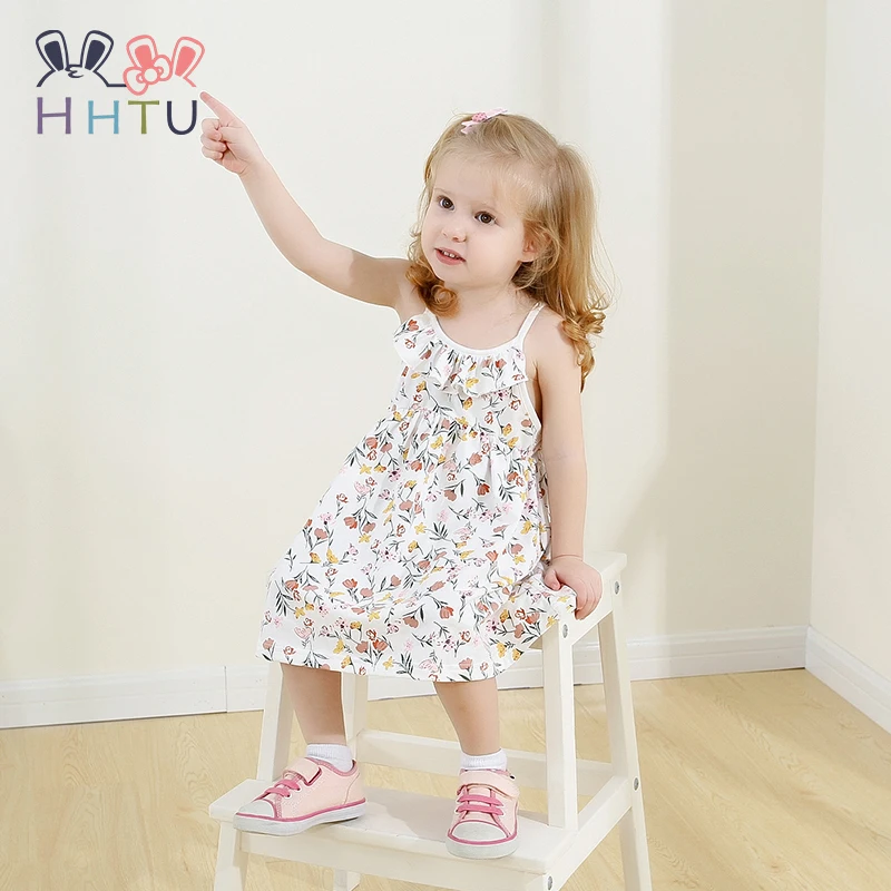 

HHTU Baby Girls Dress Sleeveless Casual Cotton Summer Print Floral Bow Infant Girl Dresses Kids Toddler Girl Clothes