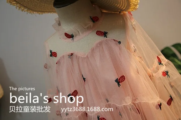 2018 Новое весеннее платье для девочек с вышивкой ананаса, Сетчатое трикотажное платье для девочек, платье принцессы