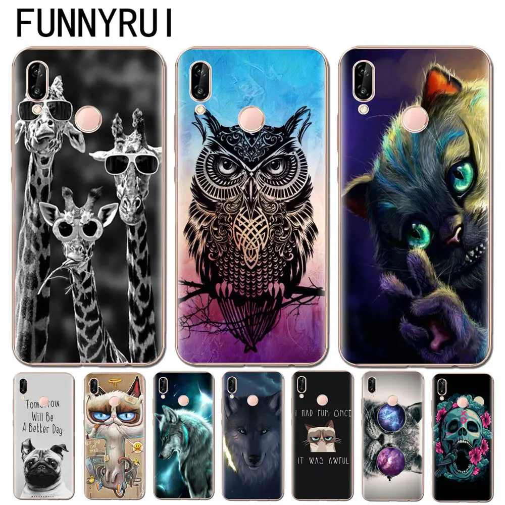 Чехол с милым котом для huawei P8 P9 Lite Y3 Y7 2017 Y9 2018 P10 P20 Pro Honor 6X 7X 7C 9 10 Чехлы задней панели