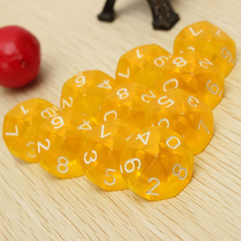 New 10pcs/set Multicolor Transparent 10 Dice Die 10-Sided Gem Dice D10 RPG Dungeons & Dragons Playing Games