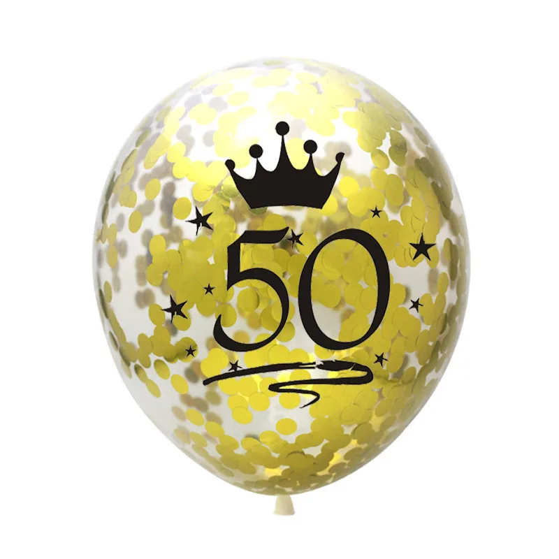 День рождения воздушные шары 5 шт. надувные шары с конфетти 12 дюймов латексные шары Globos 18 21 30 40 50 60 Юбилей воздушные шары на день - Цвет: 50th gold