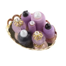 1:12 весы куклы дом Миниатюрный фиолетовый маленьких бутылочки с Золотой поднос кукольный украшение аксессуар подарок для куклы Lover