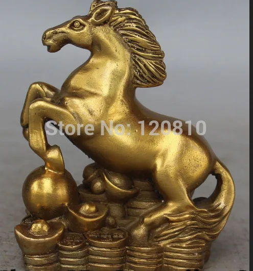 

JJJ000++11CM Chinese Bronze Wealth Yuanbao Money Sucessful Running Horse Horses Statue