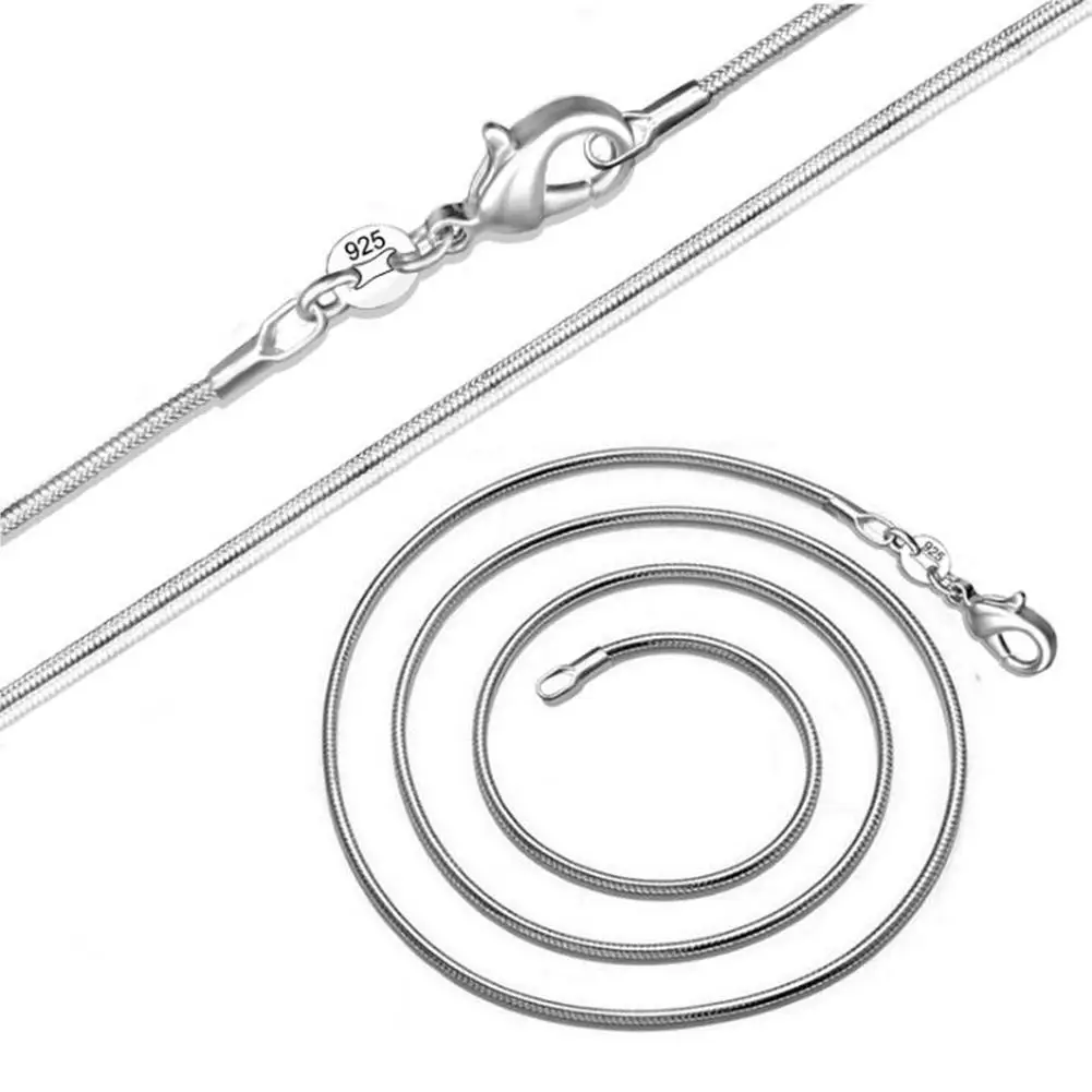 

DreamBell Unisex Women Men Necklace Silver Color Fashion 1MM Snake Bone Neck Chain Female Male Jewelry