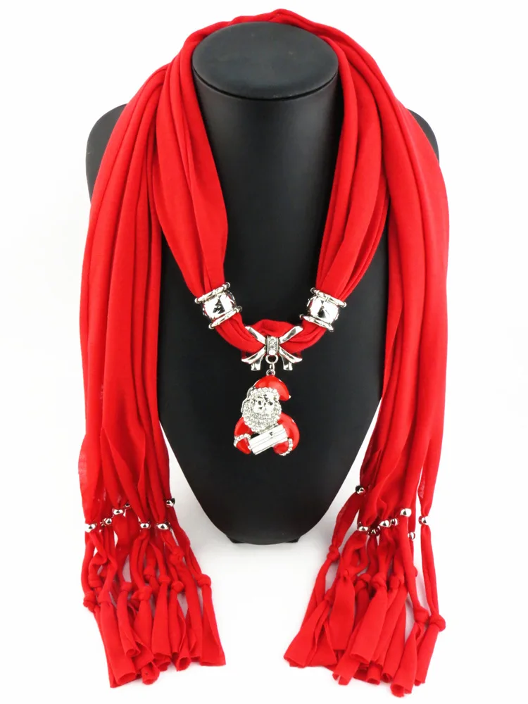New Fashion Christmas Theme Scarves Santa Claus Pendant Scarf For Women