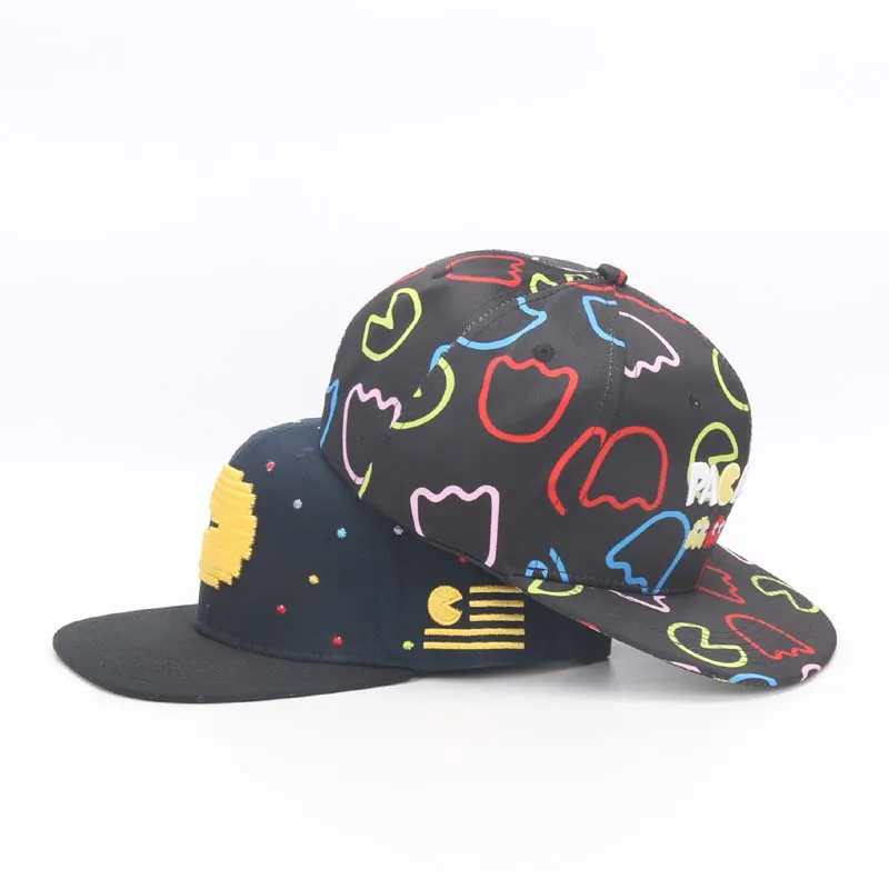 

Pacman Snapback Hip Hop Hat & Cap Fashion Adjustable Ghost And Pac-Man Baseball Caps Party Dancing Props