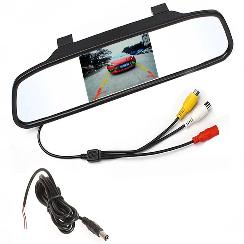 

4.3" Car Rearview Mirror Monitor for Back Camera 2 Video Input TFT LCD Color Parking Display Screen for Backup Camera DVD VCR