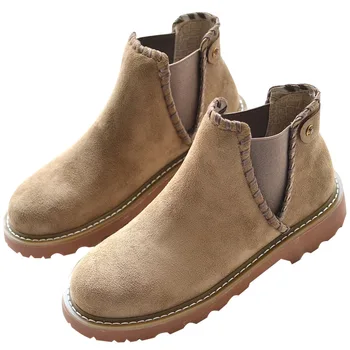 

New Autumn Korean Wild Martin Boots Female British Retro Booties Harajuku Style Flat Boots Simple Fashion Flat Shoes