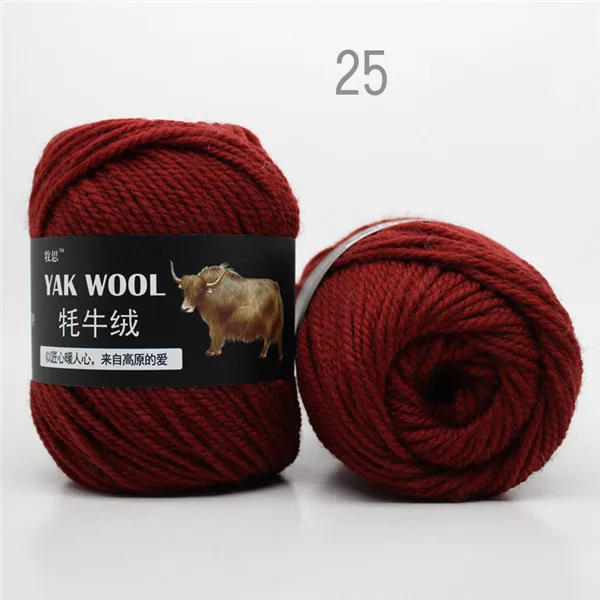 Пряжа из шерсти яка для вязания тонкой камвольной смешанной пряжи для вязания крючком свитер шарф 3 слоя 1 шт 100 г - Цвет: 25