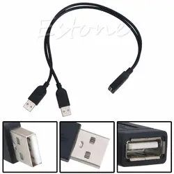 30 см двойной USB 2,0 мужчина к USB Женский Y удлинитель кабеля Мощность адаптер C26