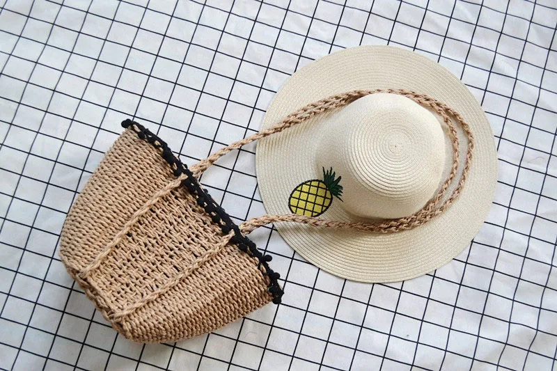 Bohemian Beach Handmade Drawstring Basket Bag in Shoulder Bag