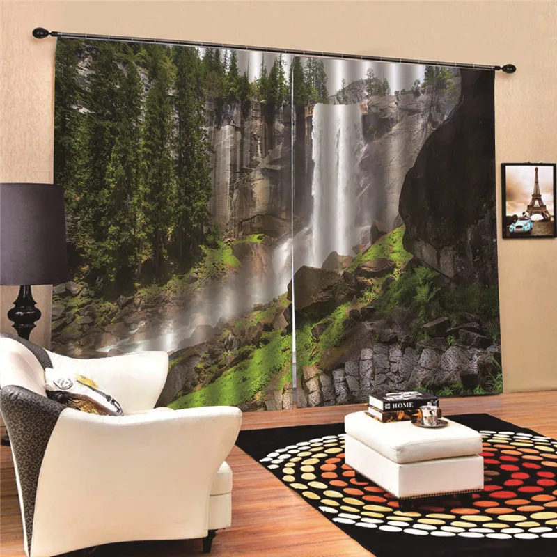 

Landscape Curtains Bath Sheer panel for living room balcony organza fabrics European style window 3D Digital Print MA27