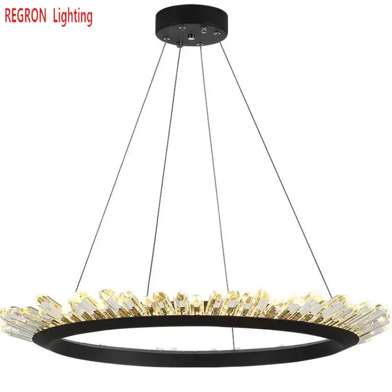 Regron пост современная люстра круглый большой кристалл Led Lamparas для церкви гостиной