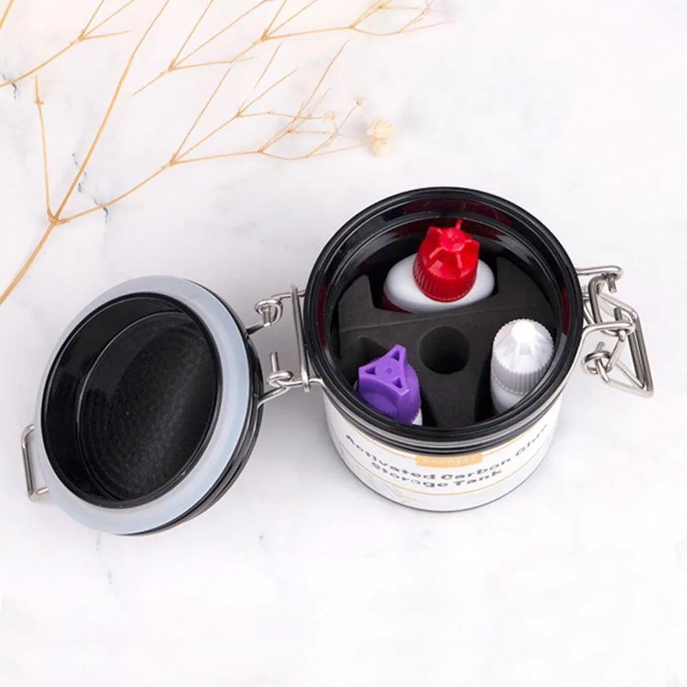 

1pc Grafting Eyelash Glue Storage Tank Activated Carbon Glue Storage Case Sealed Fresh Dehumidifying Eyelash Jar Makeup Tool