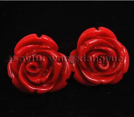 

Free Shipping >> new hot12mm red coral hand carved rose flower earrings