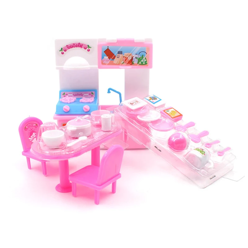 

21pcs/set Doll Accessories DIY Kitchen Cook Playset for 30cm Dolls Mini Furniture House Tableware Dolls Toys For Girls