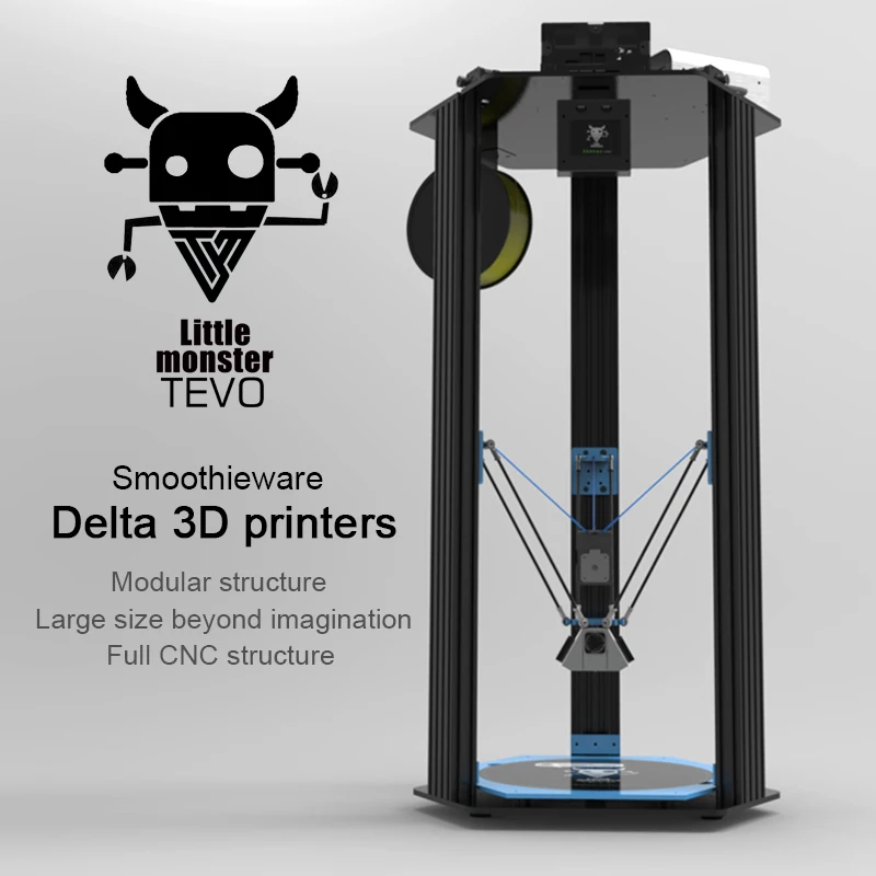  2017 Newest TEVO Delta Printing Area D340xH500mm OpenBuilds Extrusion/Smoothieware/MKS TFT28/Bltouch High Speed 3D Printer kits 