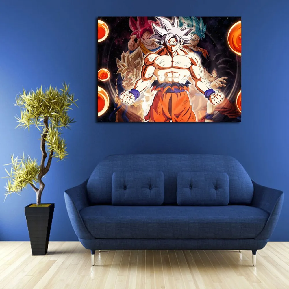 5 Pieces Canvas Art Anime Dragon Ball Goku And Dragon Balls Wall Art Canvas Unique Gift Picture