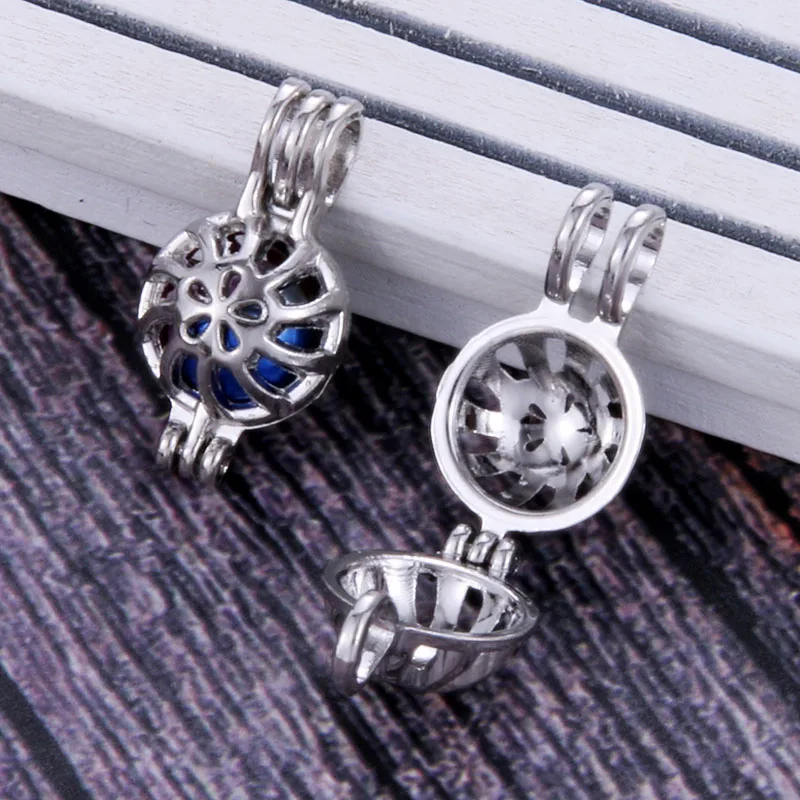 

4pcs /lot Pearl Cage Pendant Jewelry Making Bead Cage Necklace Aromatherapy Essential Oil Diffuser Box Oyster Pearl Gift