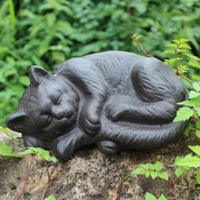 Винтажная чугунная статуя кота для сна домашний сад Настольный Декор фигурки животных