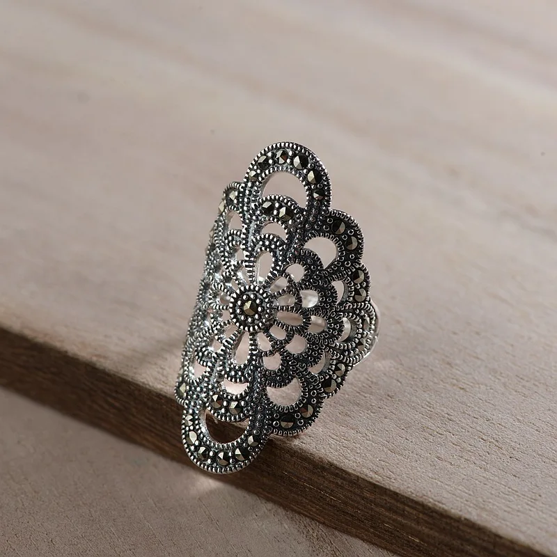 Buy FNJ 925 Silver MARCASITE Ring