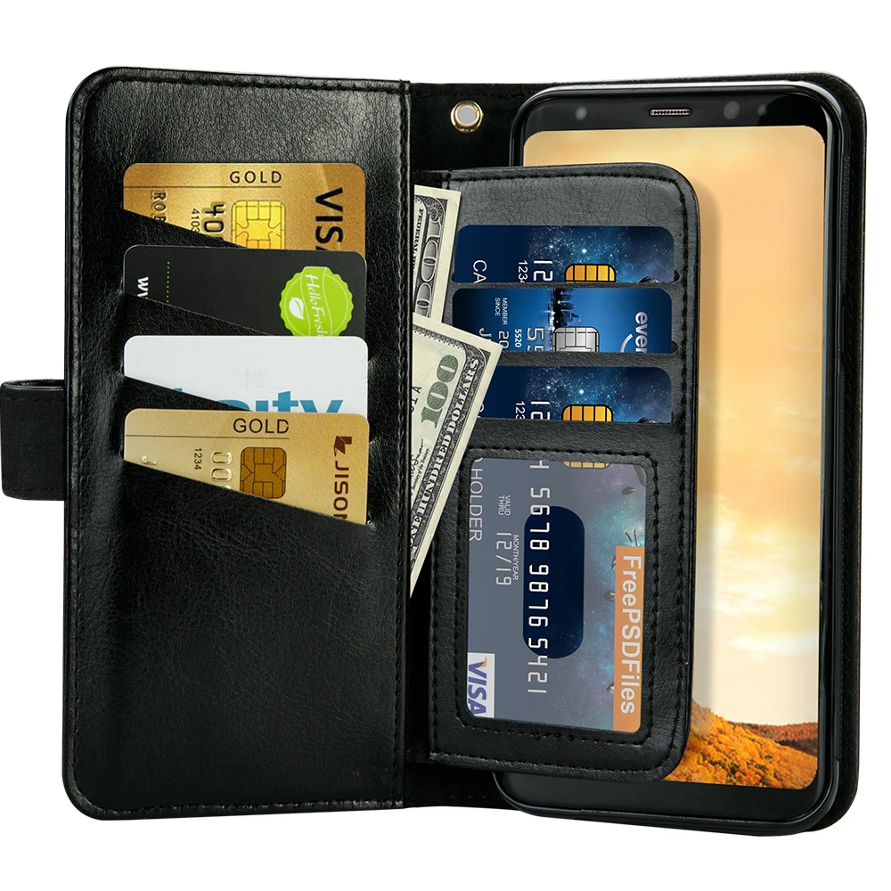 

Jisoncase Flip Wallet Case for Samsung S8 Plus Cases With Card Slot Magnetic Leather Smart Cover for Samsung Galaxy S8 Plus 6.2"