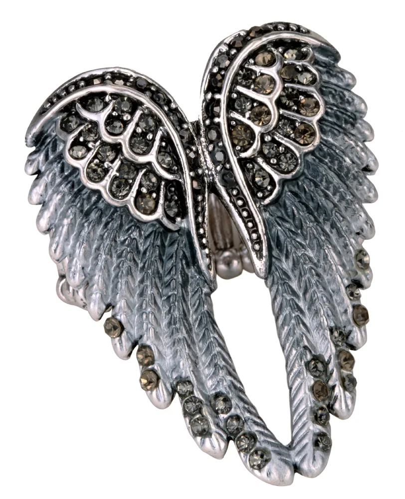 YACQ Крылья Ангела растягивающееся кольцо шарф застежка пряжка для женщин байкер Bling Кристалл Ювелирные изделия Подарки ее золото посеребренный дропшиппинг
