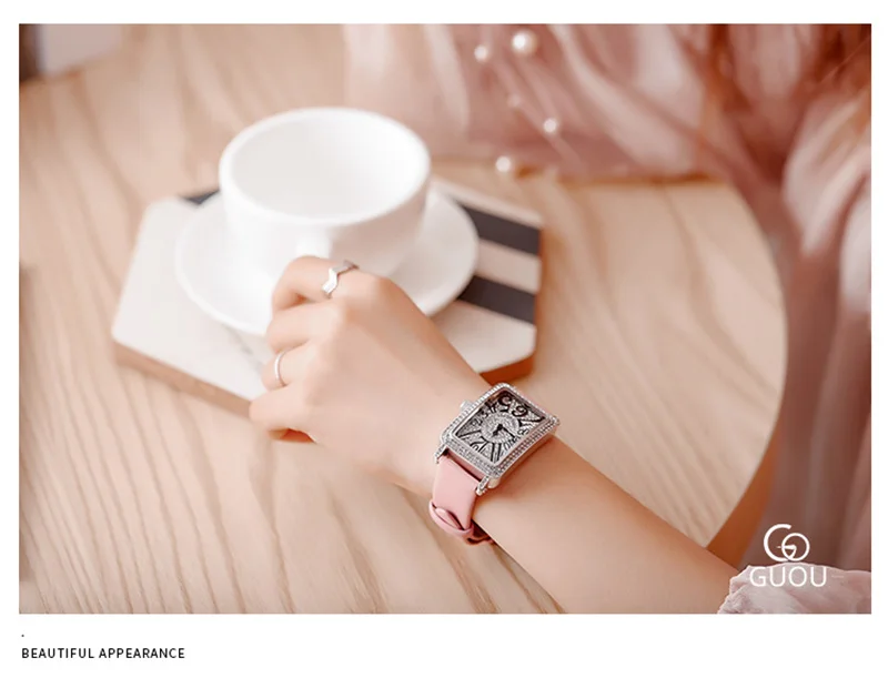 Женские Брендовые Часы с кристаллами, женские наручные часы, модные кожаные прямоугольные часы, женские наручные часы
