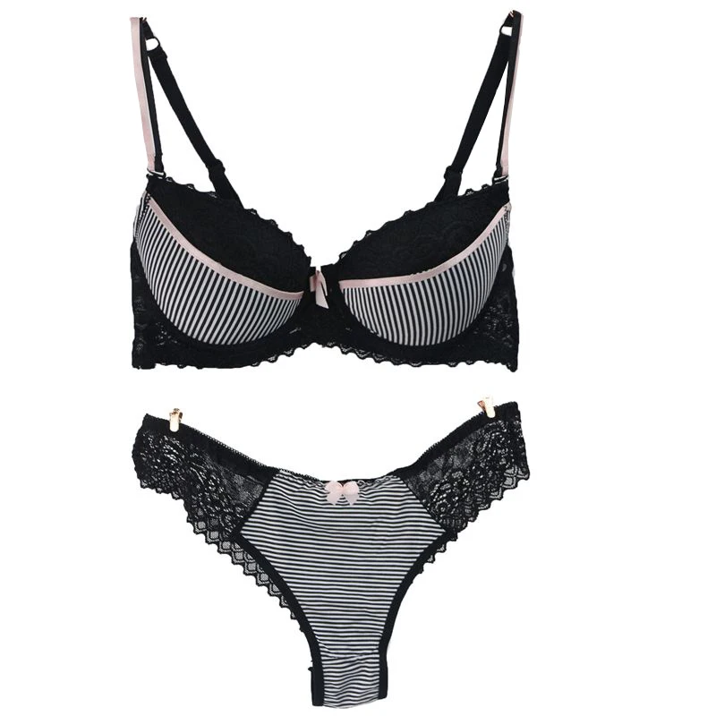 

2019 French Romantic Embroidered Lace VS Bra Sets Sexy Women Underwear Set Push Up BCDE Thongs Bra Set- Bra & Brief Sets