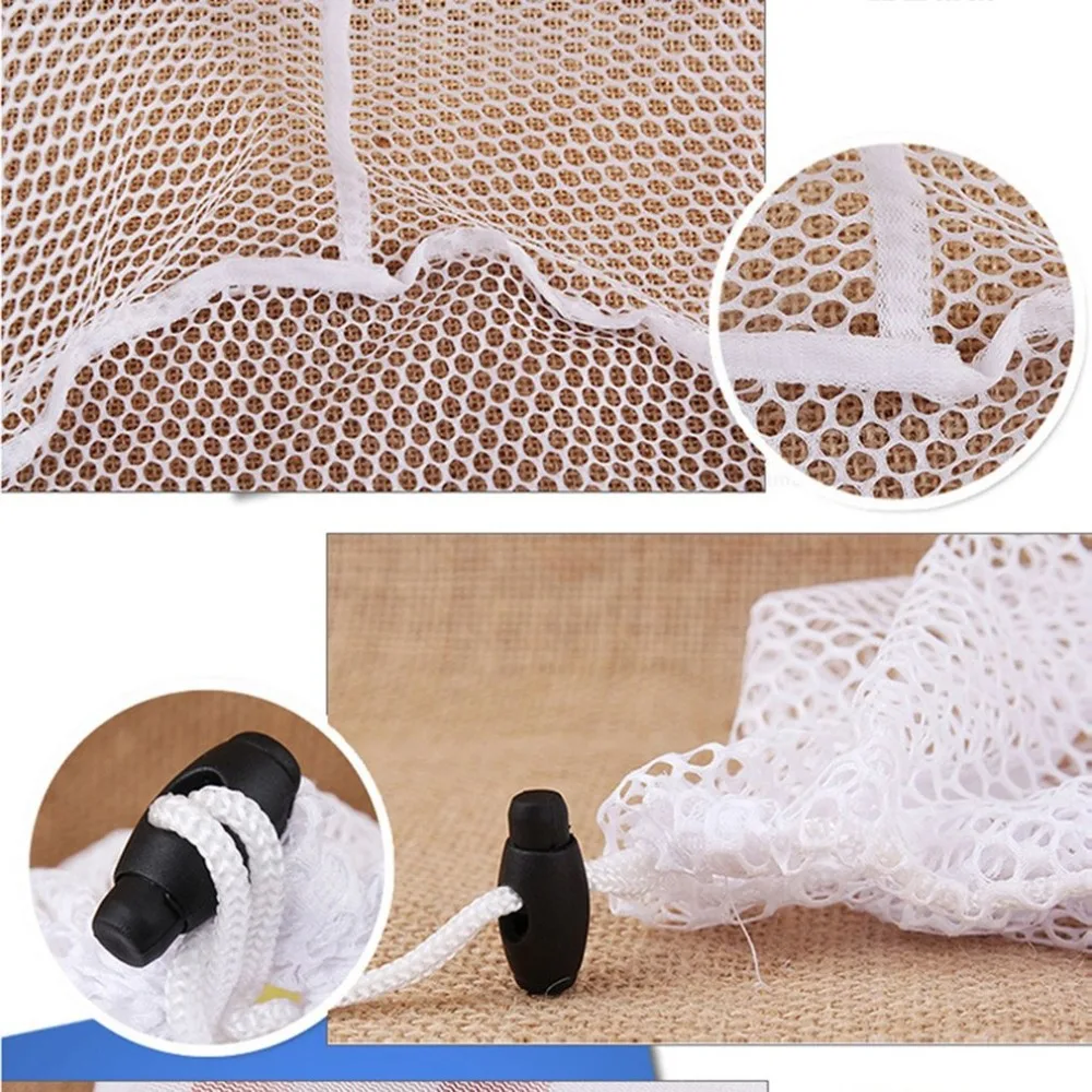 

Laundry Mesh Bags Drawstring Net Laundry Saver Mesh Washing Pouch Strong Washing Machine Household Cleaning Tools