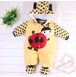 حار! جديد الكرتون الحيوان نمط القصير الوليد القطن مبطن الطفل الخنفساء والأبقار wram الخريف والشتاء الملابس بذلة