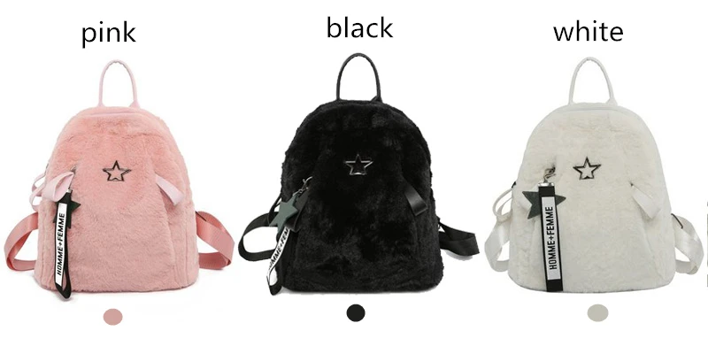 Розовый рюкзак из искусственного меха с буквенными лентами, противоугонные школьные сумки для девочек-подростков, женская маленькая Дорожная сумка на плечо