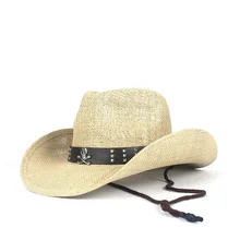 Летняя соломенная западная ковбойская шляпа для женщин и мужчин, полая ковбойская хижина Sombrero Hombre, Пляжная пастушка, джаз, шляпа от солнца, размер 56-58 см