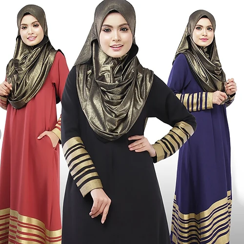 Women Kaftan Abaya Jilbab Islamic Muslim Long Sleeve Maxi Dress National Dress