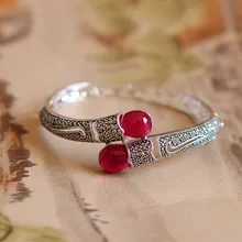 Серебро S925 серебряные ювелирные изделия ретро элегантный леди жизни рубиновый браслет