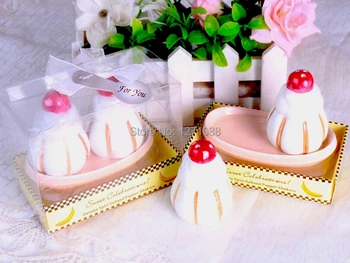 

Free Shipping 10sets/lot "Sweet Celebrations!" Ceramic Banana Split Dessert Salt and Pepper Shaker Wedding Gift