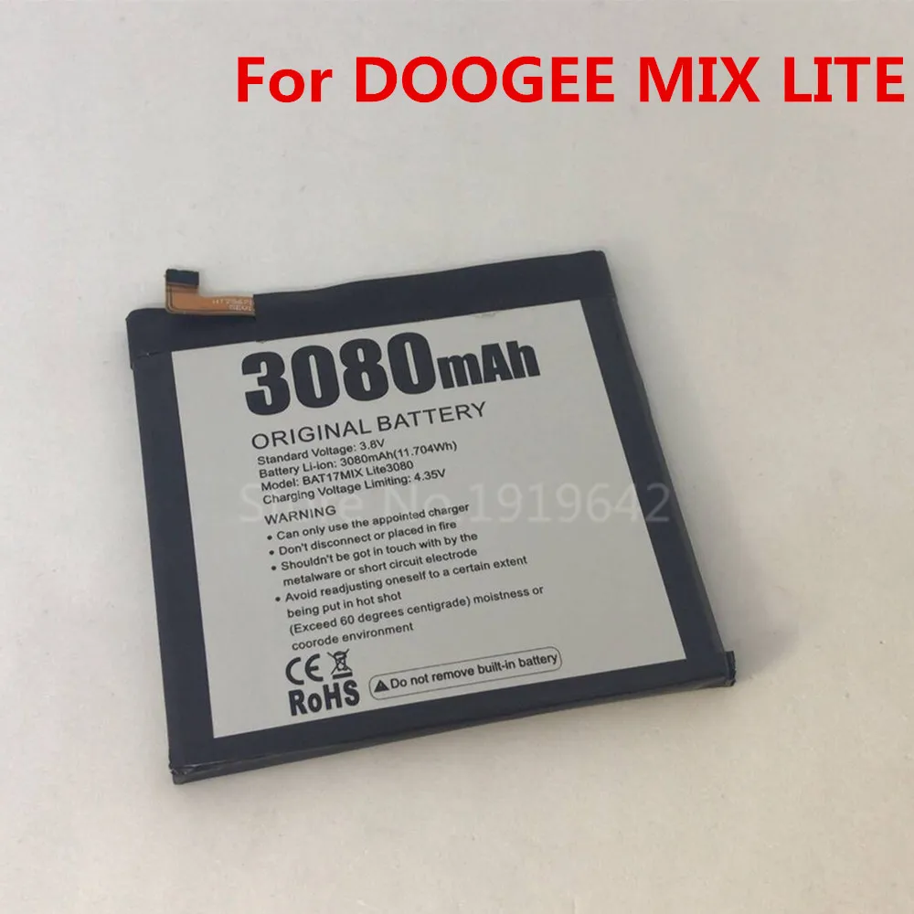 New Original DOOGEE MIX LITE Battery 3080mAh Polymer Li-ion 3.8V Batteries For Mix Lite MT6737 5.2inch Cell Phone | Мобильные