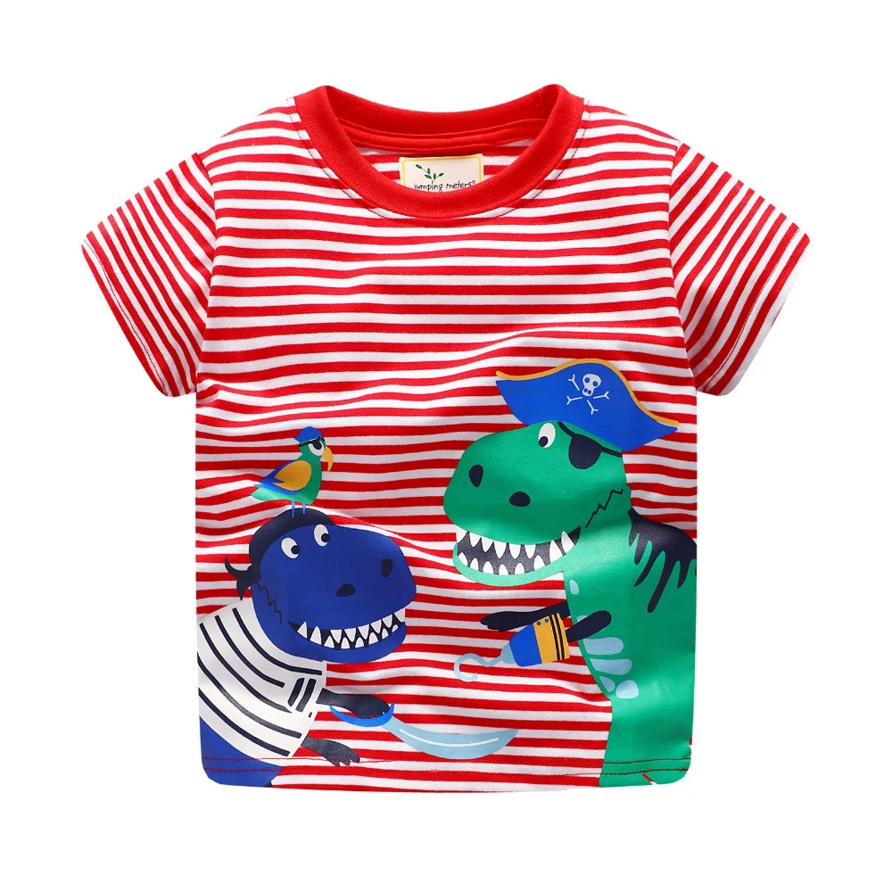 Детская одежда для мальчиков Хлопковая футболка с короткими рукавами для мальчиков Топ динозавров футболка Летняя детская одежда детская
