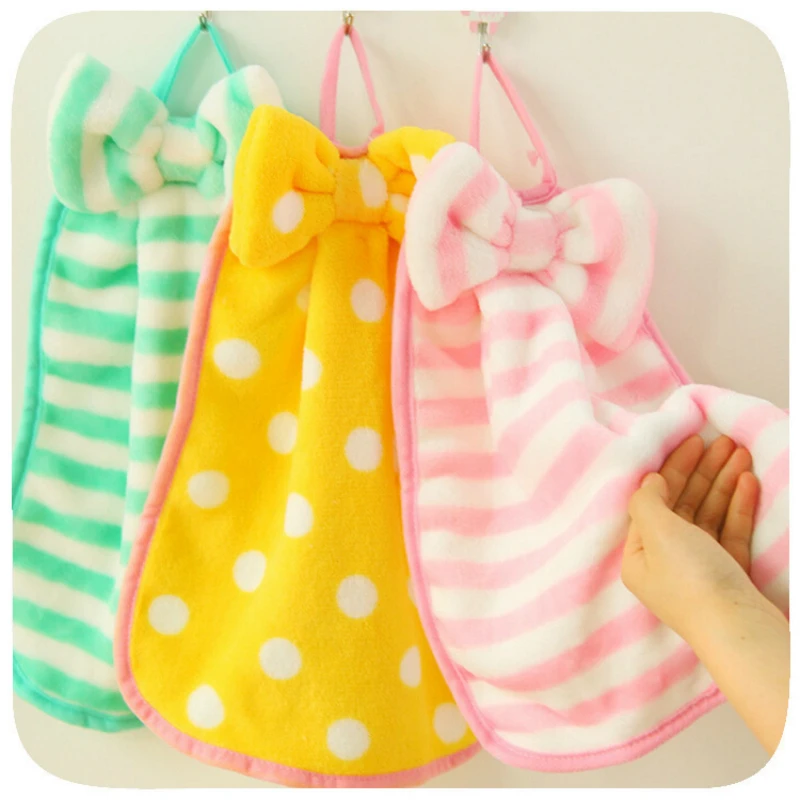

2019 Cute Color Kitchen Washcloths Hanging Hand Towel Cartoon Handkerchief Bathroom Cloth Dish Wash Towel Toalla