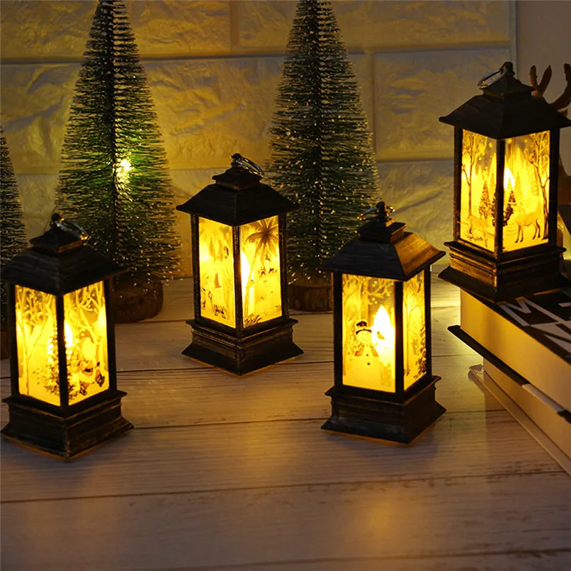 1PC Christmas Candle Holders Classic Lantern with LED Tea light Candle Holders Christmas Decorations For Home candelabra N06#F (20)