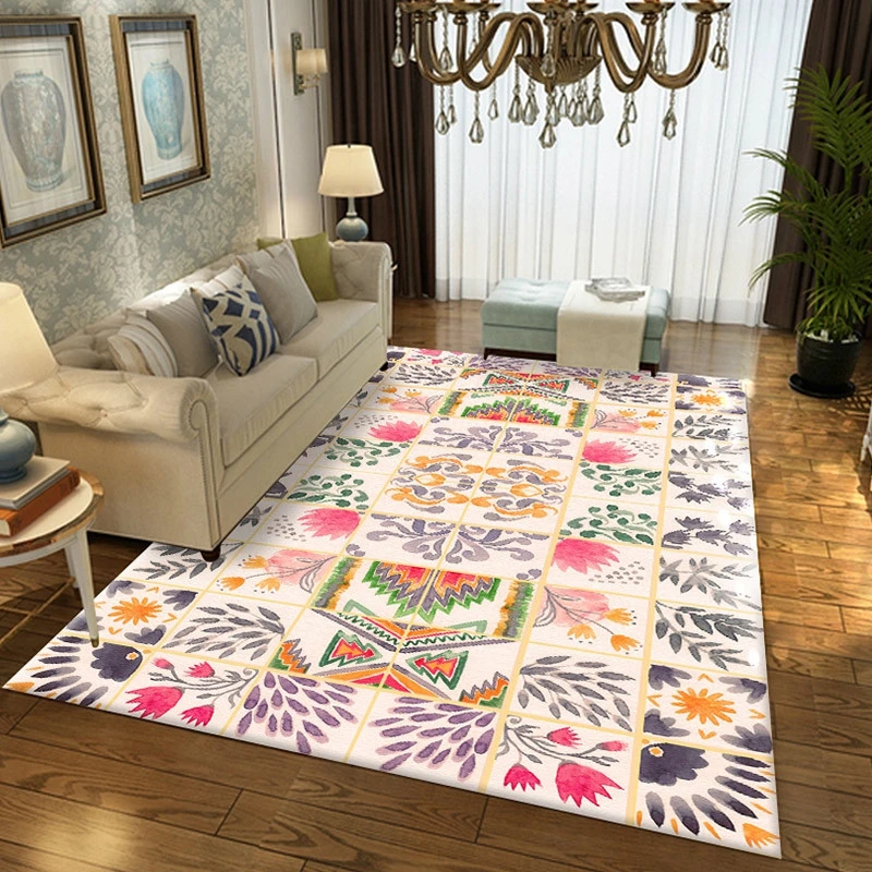 Европейский ковер для гостиной, спальни, противоскользящие ковры, геометрический цветочный узор, прикроватные коврики, диван, стол, моющийся коврик