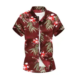 2019 новые модные Для мужчин рубашки Летняя рубашка с короткими рукавами Для мужчин праздник Повседневная одежда Цветочный Пляж гавайская
