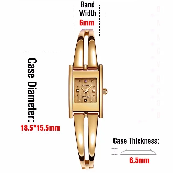 STARKING Роскошные брендовые Модные женские кварцевые часы золотой браслет часы ретро роскошный дизайн прямоугольник простые наручные часы BL0258