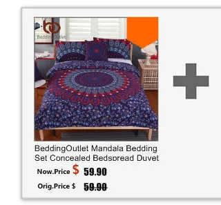 BeddingOutlet Mandala Bedding Set Queen Size Purple Concealed Bohemian Bedspread Duvet Cover Set 4Pcs Boho Home Textiles Fashion