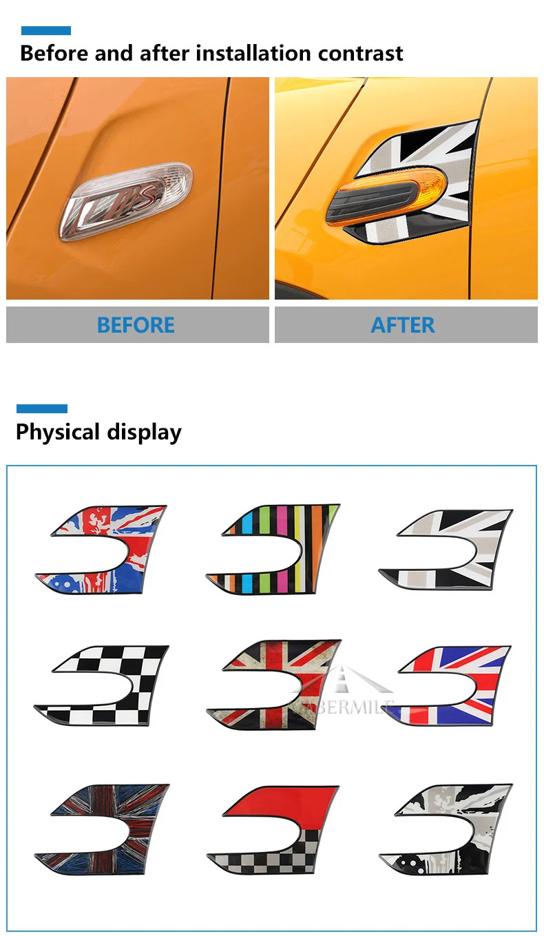 Car Side Plate Wing Fender Stickers Section Decals Covers Decoration for Mini Cooper S F55 F56 Accessories Car Styling (2)