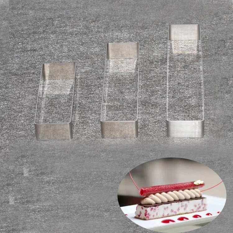 

Stainless Steel Metal Rectangle one Lot Mini Small 3 Sizes Long Shape Tiramisu Mousse Ring Mold Chocolate Cake Mould