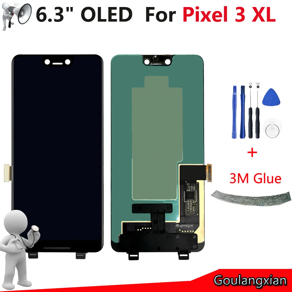 

6.3" AAA OLED LCD For Google Pixel 3 XL LCD Display + Touch Screen Digitizer Assembly For Pixel 3XL Lcd Replacement + Tools