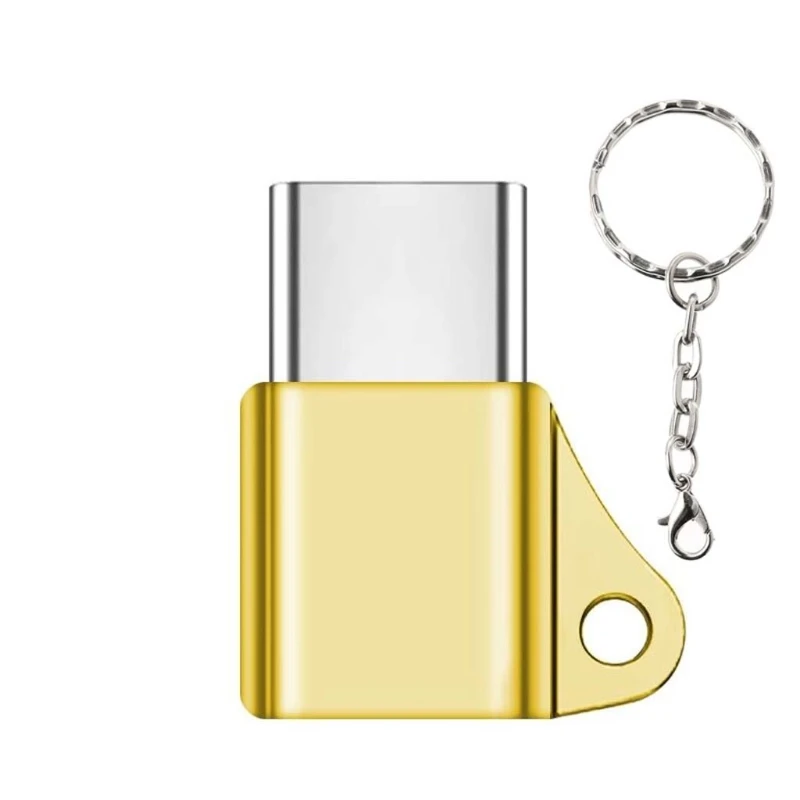 2 в 1 USB C 3,1 Тип C мужчина к Micro USB Женский конвертер разъем с брелок предотвратить потери для телефона - Цвет: Золотой