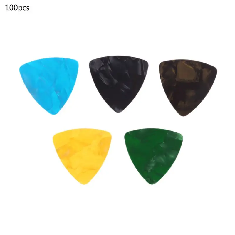 100 шт медиаторы для гитары, треугольные целлюлоидные инструменты, 0,46 мм, случайный цвет